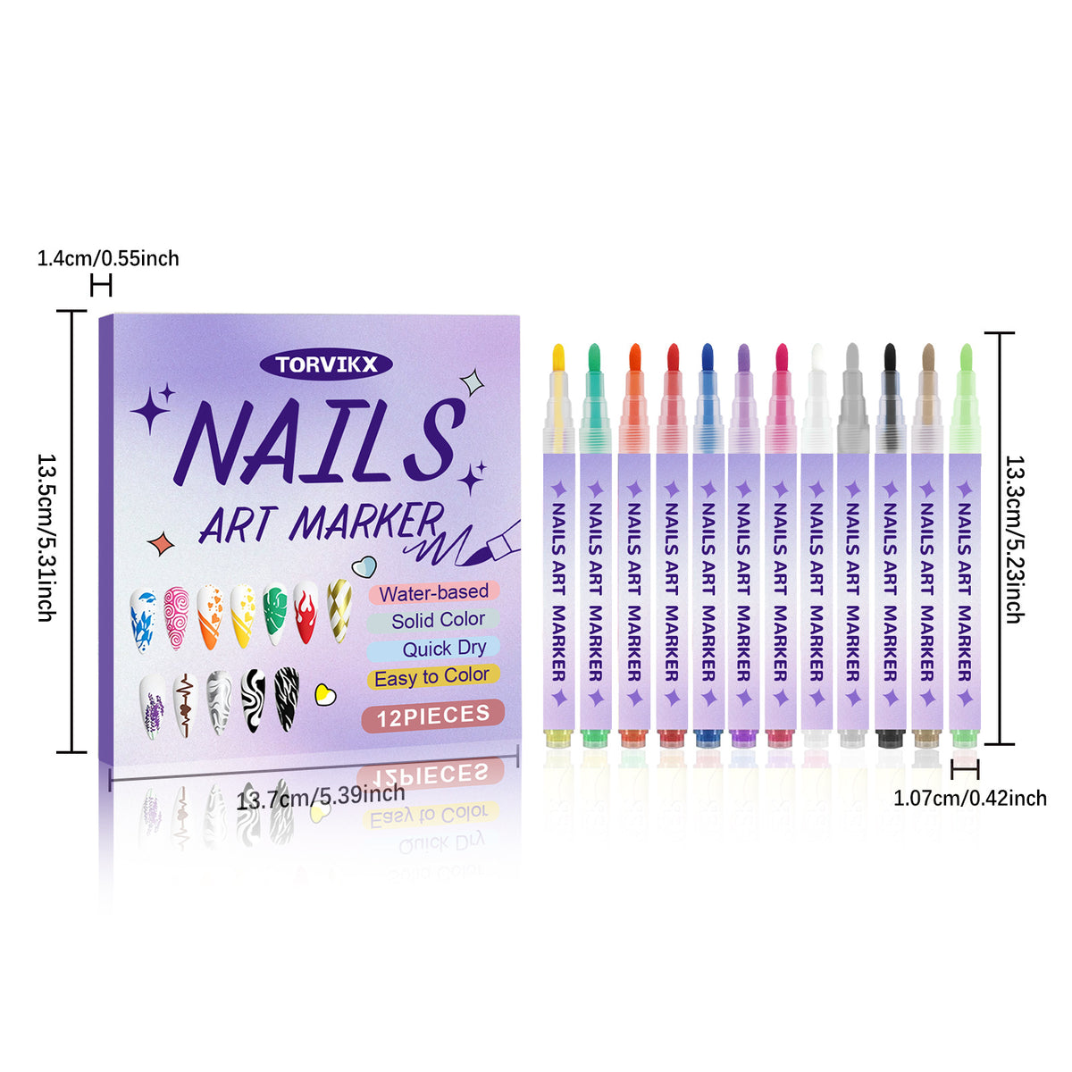 💅 Nail Art Marker Pens | 12-Color DIY Set