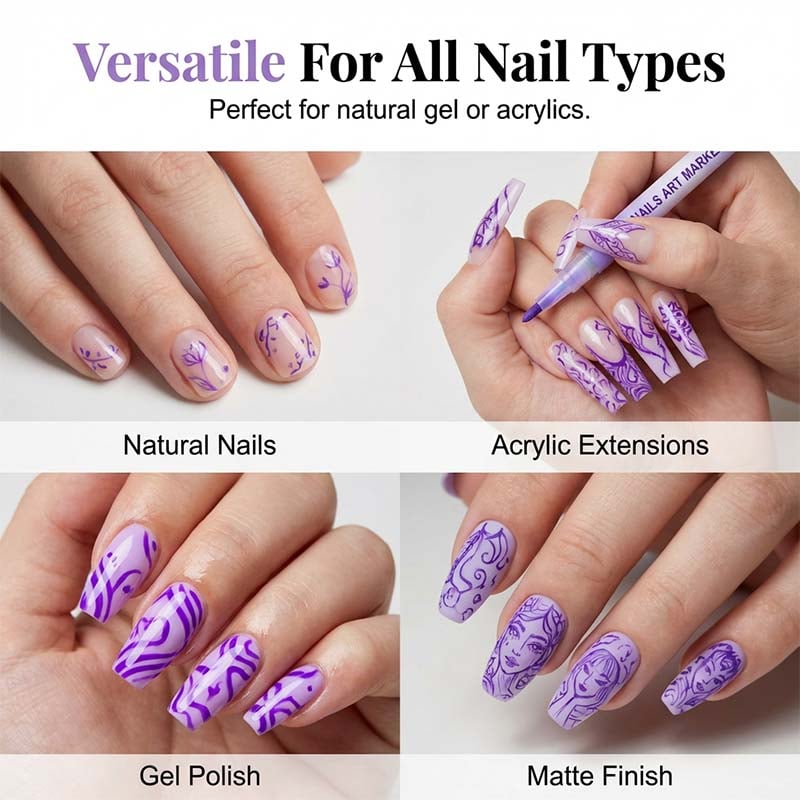 💅 Nail Art Marker Pens | 12-Color DIY Set