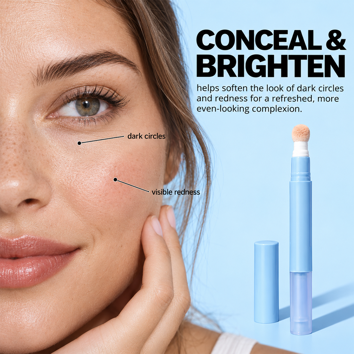 Hydrating Cream Concealer Pen – Sponge Applicator, Matte Finish, Brightening