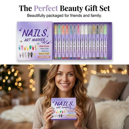 💅 Nail Art Marker Pens | 12-Color DIY Set
