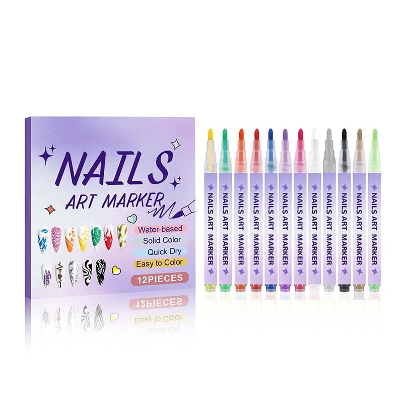 💅 Nail Art Marker Pens | 12-Color DIY Set