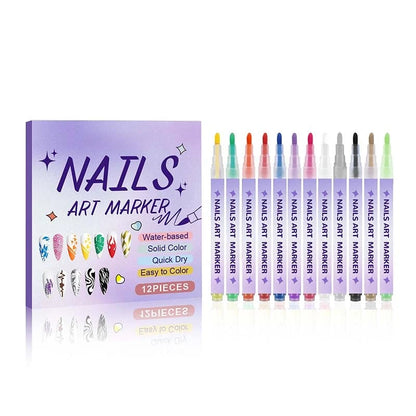 💅 Nail Art Marker Pens | 12-Color DIY Set