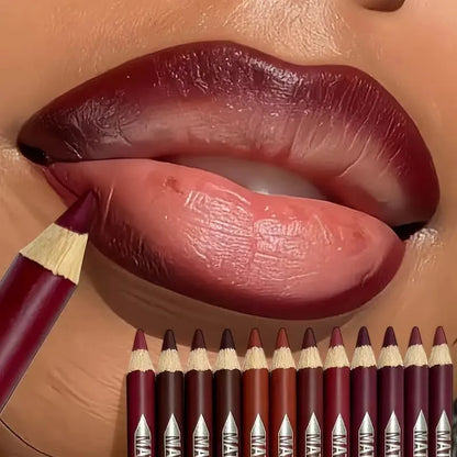 12Pcs Matte Lip Liner With Sharpener Set Waterproof Smudgeproof Precise Contour Lipstick Pens