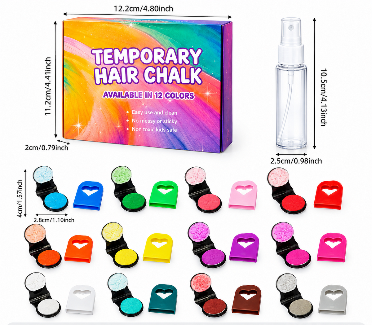 🌈12-Color Temporary Hair Chalk Applicator Set