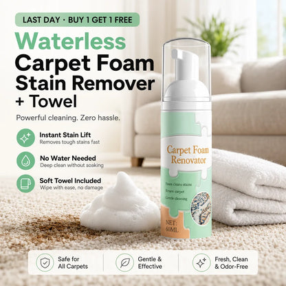 Waterless Carpet Foam Stain Remover with Towel